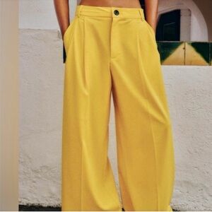 Zara Yellow Wide-Leg Jumpsuit